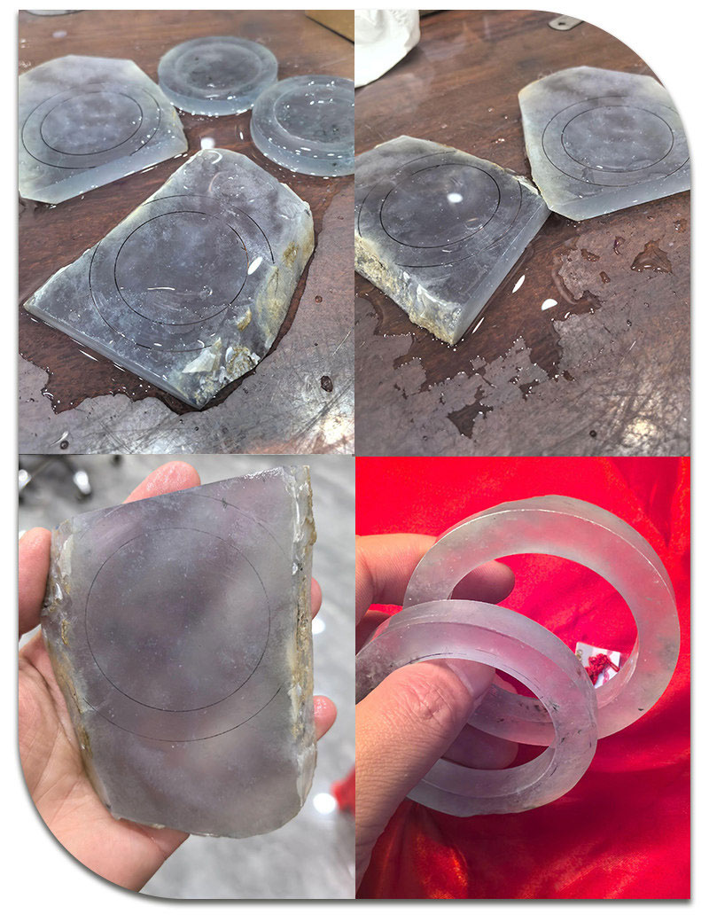 緬甸翡翠手鐲毛料天然冰種玉石帝王陽綠飄花老坑冰種色料開窗